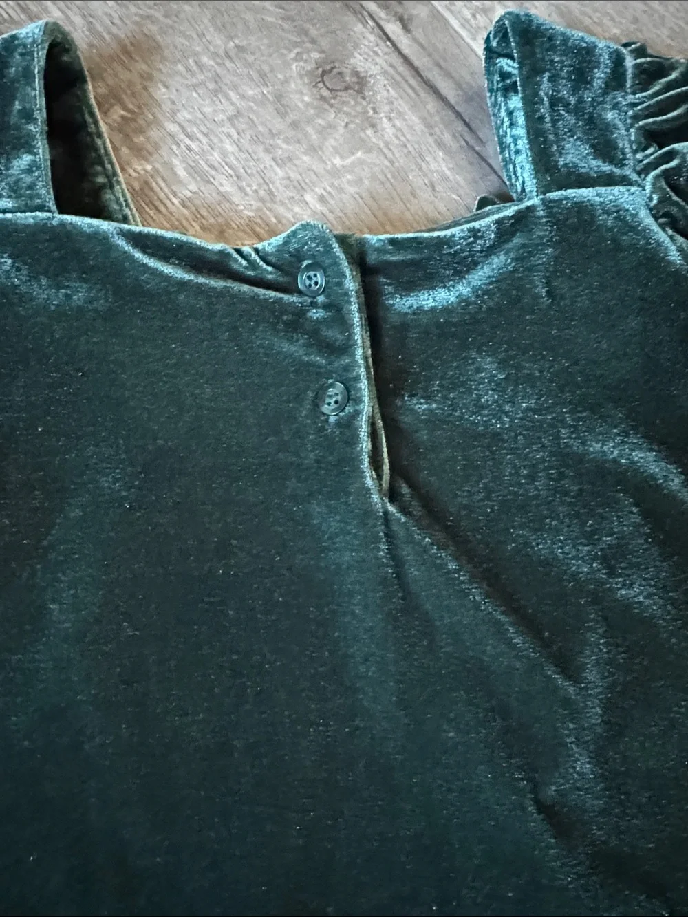 GAP Girls Deep Green Velvet Bow-Shoulder Dress